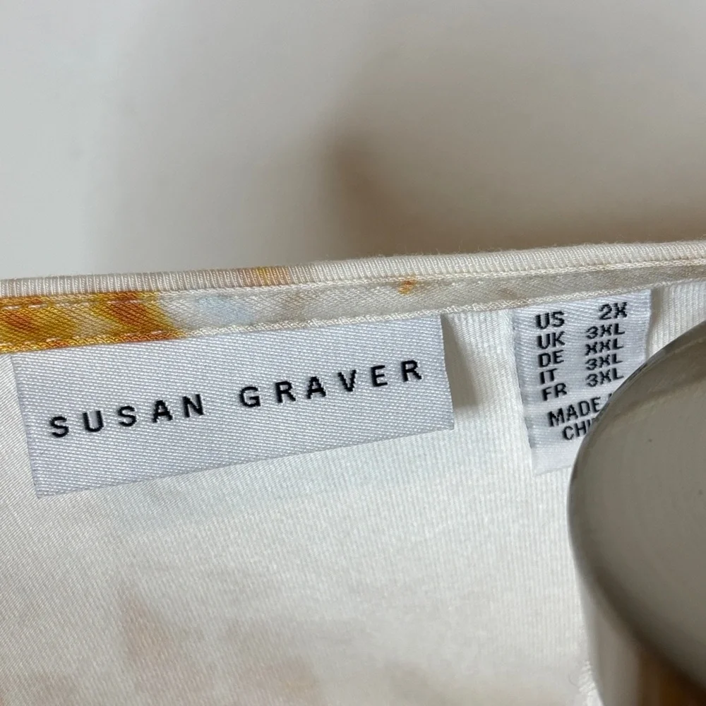 Susan Graver size 2X Cream and Orange Artistic Tunic - Picture 8 of 8